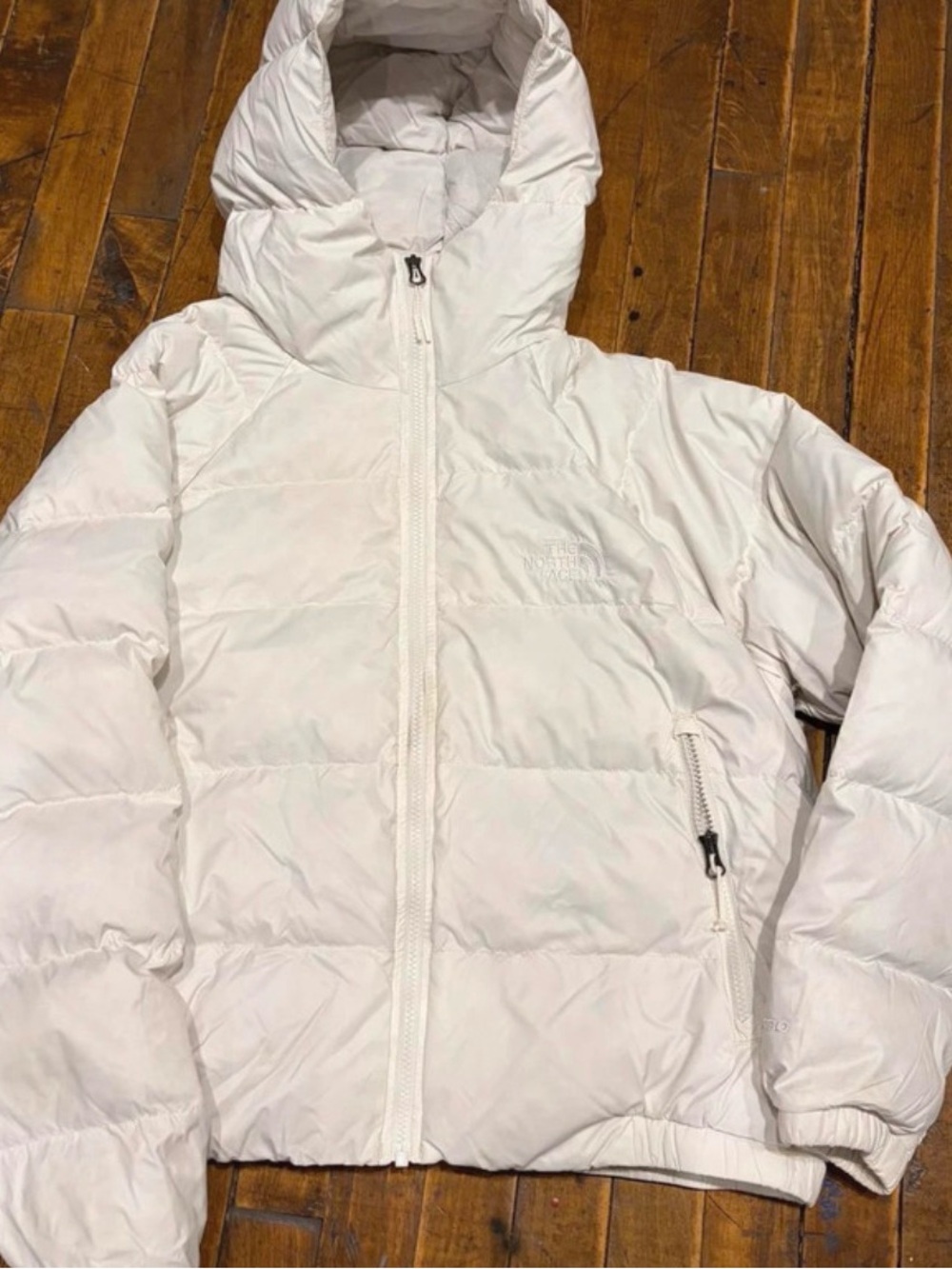The North Face Women’s White Hooded Puffer Coat